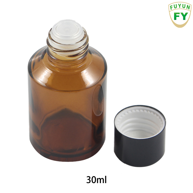 Fuyun Quick Shipping 10ml/30ml/60ml/125ml/200ml Slope Shoulder Amber Essential Oil Empty Glass Bottle with Screw Top