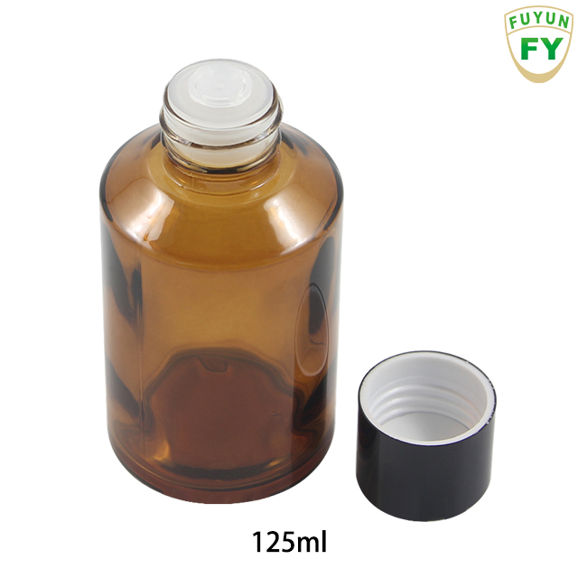 Fuyun Quick Shipping 10ml/30ml/60ml/125ml/200ml Slope Shoulder Amber Essential Oil Empty Glass Bottle with Screw Top