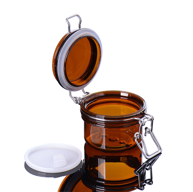 Fuyun Quick Shipping 120ml Wide Mouth Sliding Empty Screw Top Wholesale Empty Plastic Pet Amber Cream Jar for Lotions and Creams