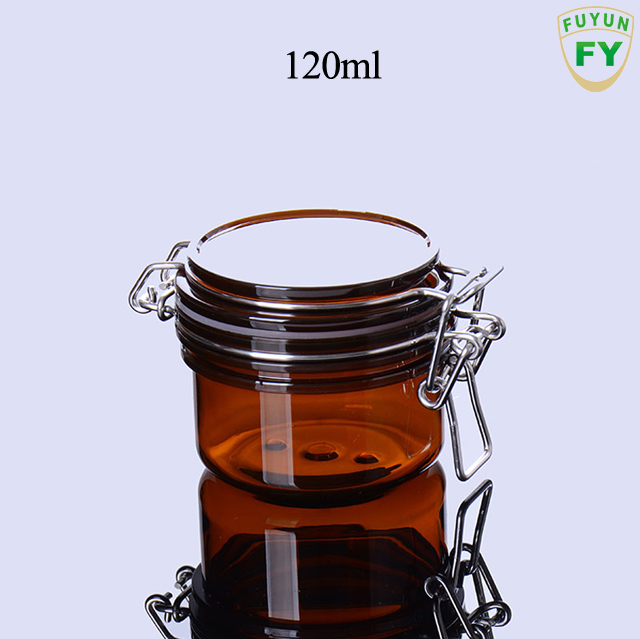 Fuyun Quick Shipping 120ml Wide Mouth Sliding Empty Screw Top Wholesale Empty Plastic Pet Amber Cream Jar for Lotions and Creams