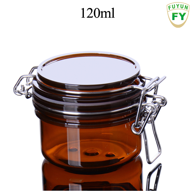 Fuyun Quick Shipping 120ml Wide Mouth Sliding Empty Screw Top Wholesale Empty Plastic Pet Amber Cream Jar for Lotions and Creams