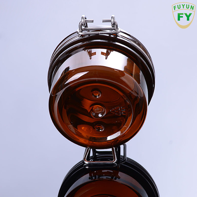 Fuyun Quick Shipping 120ml Wide Mouth Sliding Empty Screw Top Wholesale Empty Plastic Pet Amber Cream Jar for Lotions and Creams