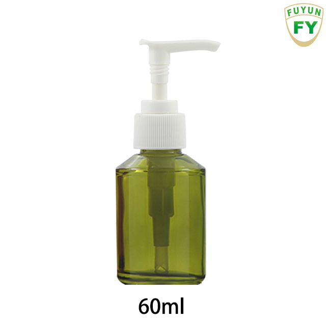 Fuyun Quick Shipping 60ml slant shoulder cosmetic pump glass bottle