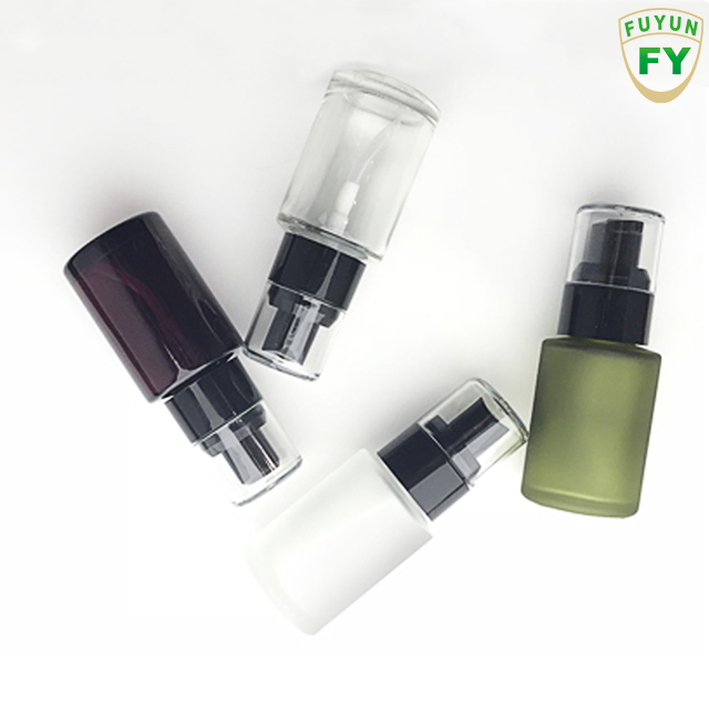 Fuyun Quick Shipping Hot Sale 30ml Green/red/clear Frosted Glass Lotion Pump Bottle