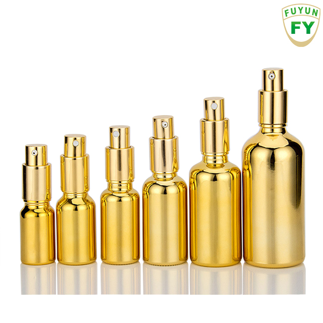 Fuyun Quick Shipping Wholesale New Luxury Design 100ml Sliding Perfume Gold Glass Spray Pump Bottles
