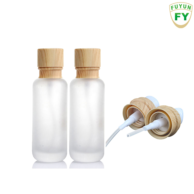 Fuyun Quick shipping 110ml cosmetic Empty Round Bamboo Cap Glass Bottle
