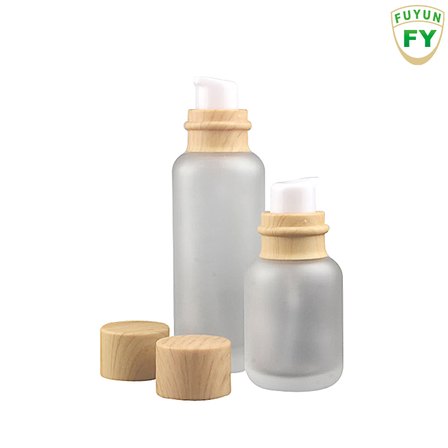 Fuyun Quick shipping 110ml cosmetic Empty Round Bamboo Cap Glass Bottle