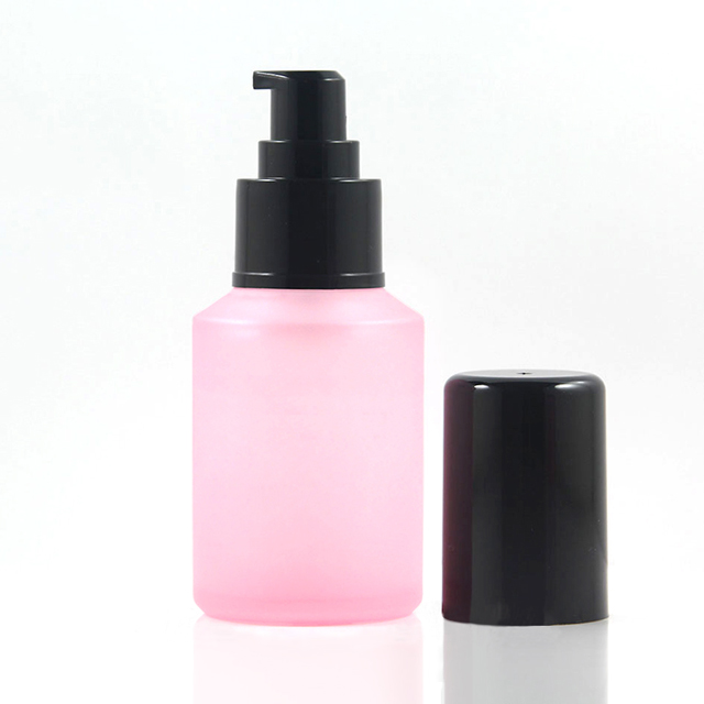 Fuyun Quick shipping Bostion Round 60ml Pink Glass Cream Serum Lotion Pump Bottle