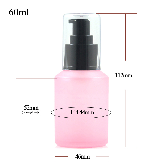 Fuyun Quick shipping Bostion Round 60ml Pink Glass Cream Serum Lotion Pump Bottle