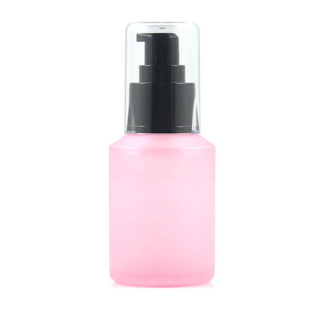 Fuyun Quick shipping Bostion Round 60ml Pink Glass Cream Serum Lotion Pump Bottle