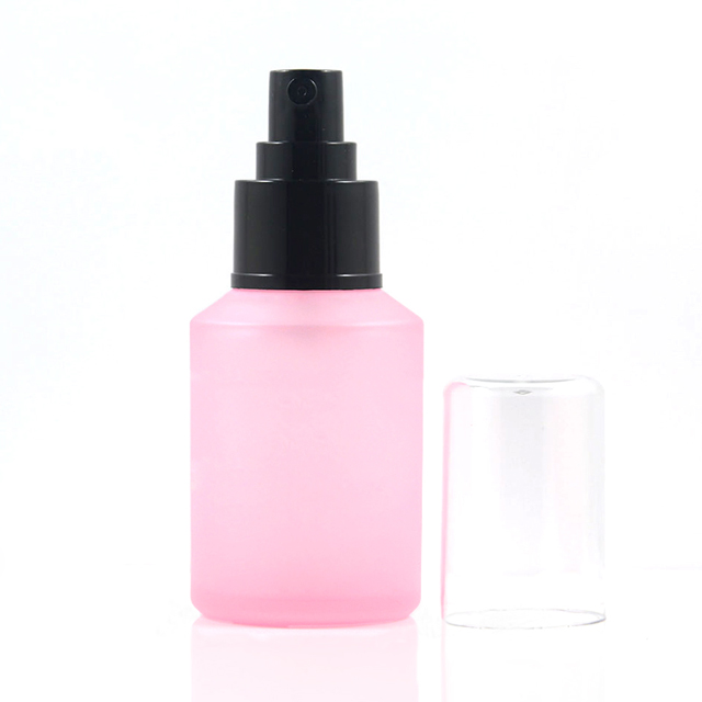Fuyun Quick shipping Bostion Round 60ml Pink Glass Cream Serum Lotion Pump Bottle