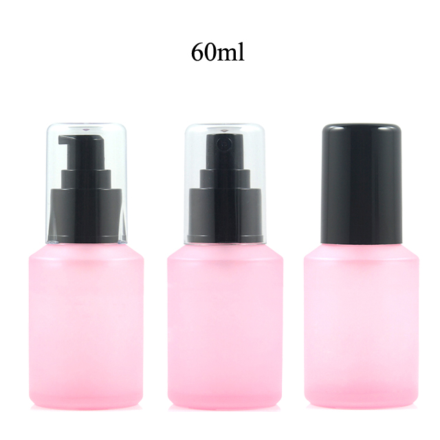 Fuyun Quick shipping Bostion Round 60ml Pink Glass Cream Serum Lotion Pump Bottle