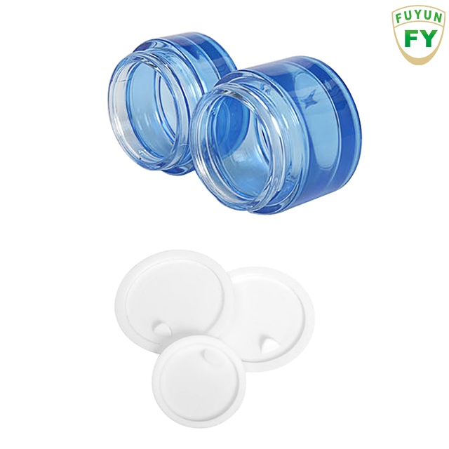 Fuyun Quick shipping cosmetic cream skin care blue glass jar and bottle with bamboo screw cap
