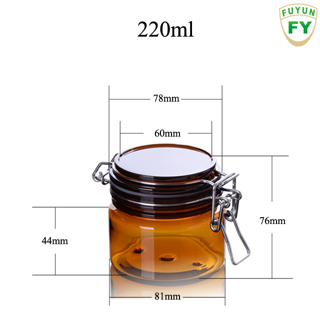 Fuyun Quick shipping manufacturer sale customized logo round shape amber empty 220ml pet plastic honey jar