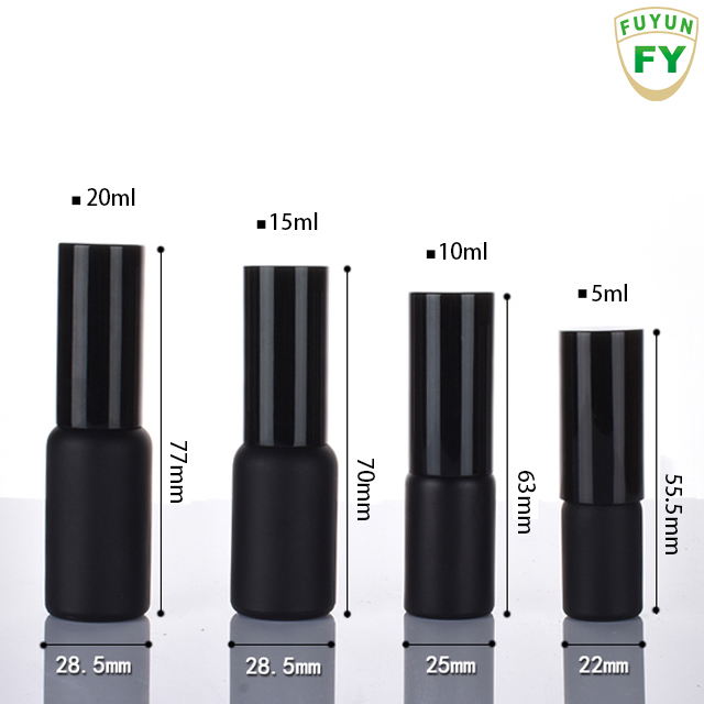 Fuyun Quick shipping new products elegant round matte black spray glass bottle