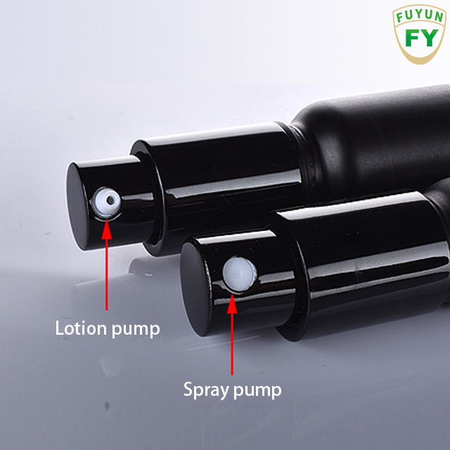 Fuyun Quick shipping new products elegant round matte black spray glass bottle