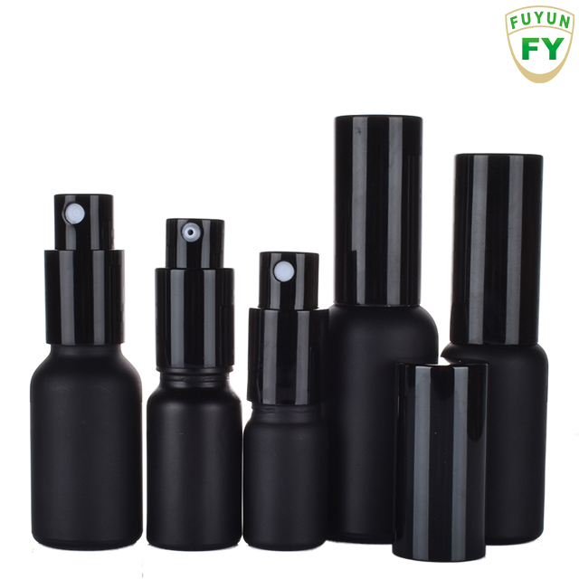Fuyun Quick shipping new products elegant round matte black spray glass bottle