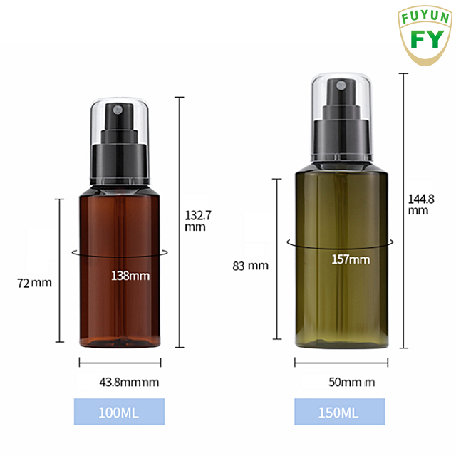 Fuyun Ready to Ship 100ml 150ml Plastic Boston Round Bottle Manufacturer Cosmetic Spray Bottle