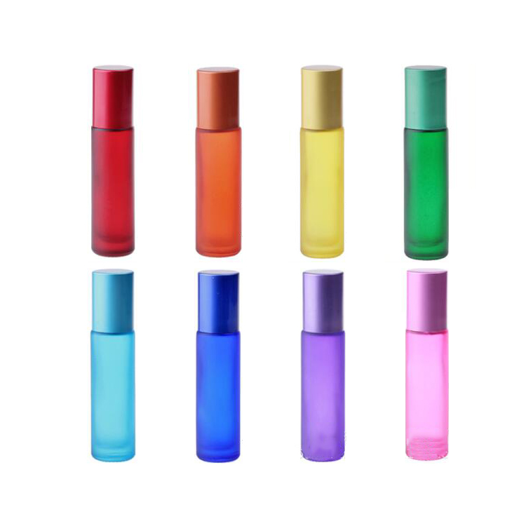 Fuyun Ready to Ship Colorful 10ml Glass Roller Bottle Essential Oil Perfume Bottles