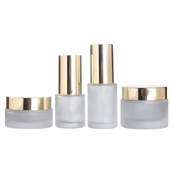 Fuyun Ready to Ship Cosmetic Packaging 30g 50g Gold Screw Cap Frosted Glass Cream Jar