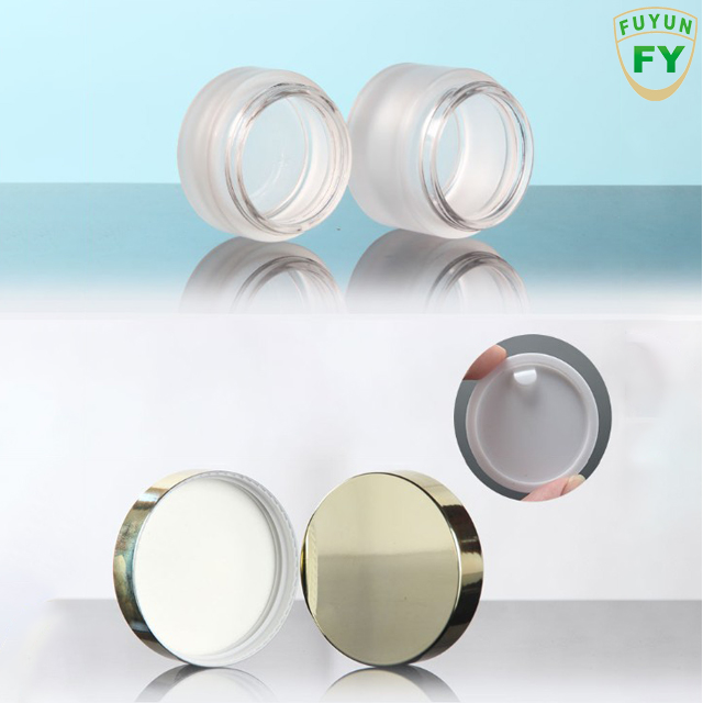 Fuyun Ready to Ship Cosmetic Packaging 30g 50g Gold Screw Cap Frosted Glass Cream Jar