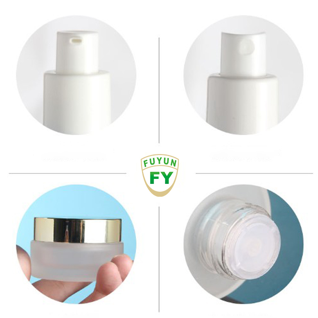 Fuyun Ready to Ship Cosmetic Packaging 30g 50g Gold Screw Cap Frosted Glass Cream Jar