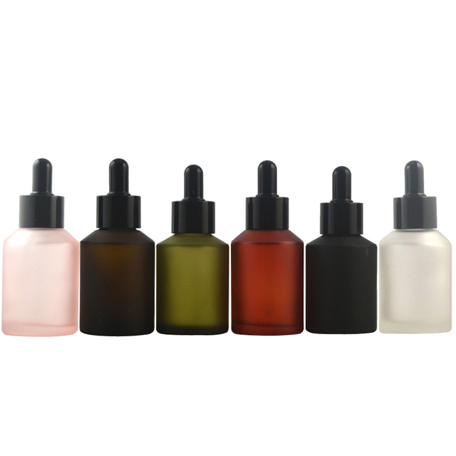 Fuyun Ready to Ship Customized 60ml Frosting Amber Serum Essential Oil Glass Dropper Bottles for Cosmetic Packaging