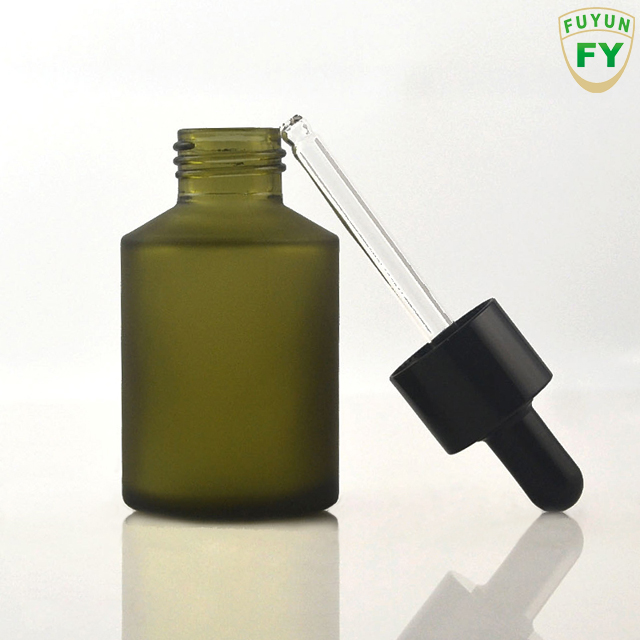 Fuyun Ready to Ship Customized 60ml Frosting Amber Serum Essential Oil Glass Dropper Bottles for Cosmetic Packaging
