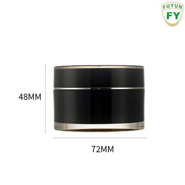 Fuyun Ready to Ship Fancy Cosmetic Packaging Container 50g Black Round Empty Acrylic Cosmetic Cream Jar