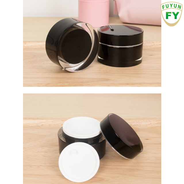 Fuyun Ready to Ship Fancy Cosmetic Packaging Container 50g Black Round Empty Acrylic Cosmetic Cream Jar