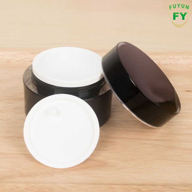 Fuyun Ready to Ship Fancy Cosmetic Packaging Container 50g Black Round Empty Acrylic Cosmetic Cream Jar