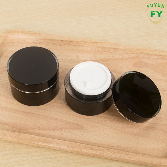 Fuyun Ready to Ship Fancy Cosmetic Packaging Container 50g Black Round Empty Acrylic Cosmetic Cream Jar