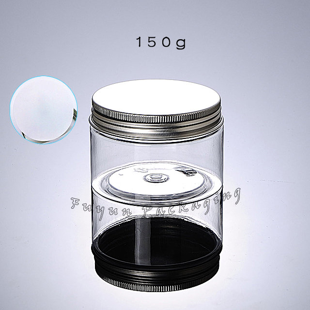 Fuyun Ready to Shipping Sale 200ml Clear Empty Plastic Skin Care Cosmetic Face Cream Jar with Aluminum Lid