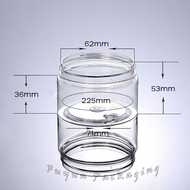 Fuyun Ready to Shipping Sale 200ml Clear Empty Plastic Skin Care Cosmetic Face Cream Jar with Aluminum Lid