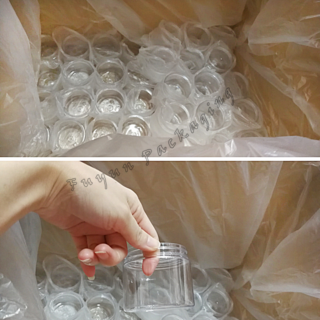 Fuyun Ready to Shipping Sale 200ml Clear Empty Plastic Skin Care Cosmetic Face Cream Jar with Aluminum Lid