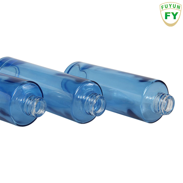 Fuyun Ready to ship 20ml/30ml/40ml/60ml/100ml/120ml cosmetic packaging smooth blue lotion pump empty spray glass bottle