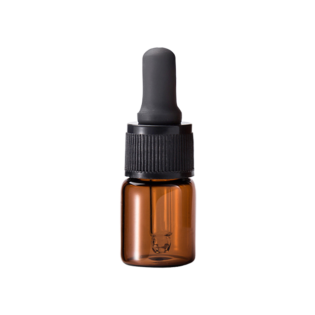 Fuyun Ready to ship 5ml mini amber boston round glass dropper bottles