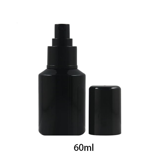 Fuyun Ready to ship 60ml Fancy Black Pump Spray Glass Serum Bottle