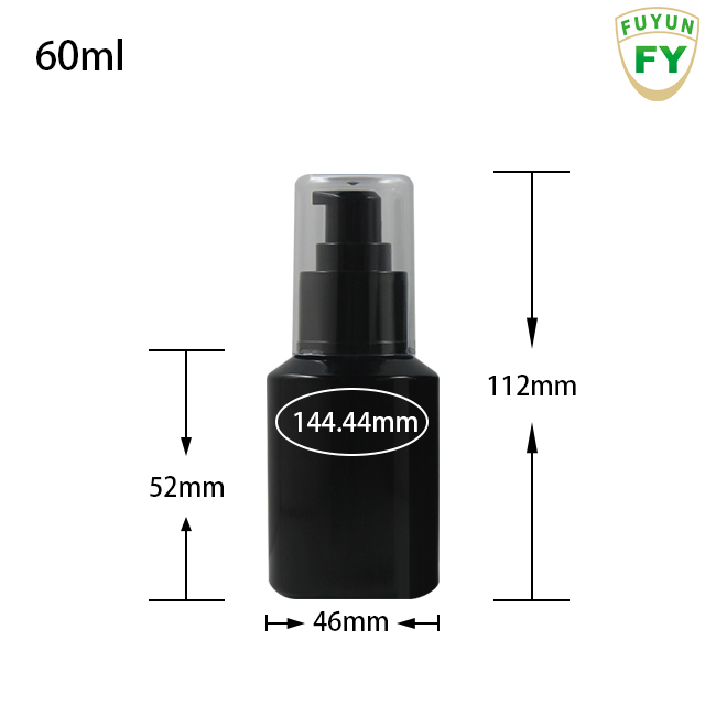 Fuyun Ready to ship 60ml Fancy Black Pump Spray Glass Serum Bottle
