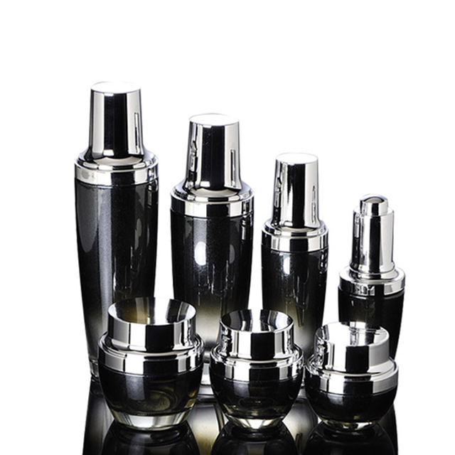 Fuyun Ready to ship Customized logo luxury empty 30ml 50ml 100ml 120ml Gradient glass lotion pump bottles and 20g 30g 50g jar