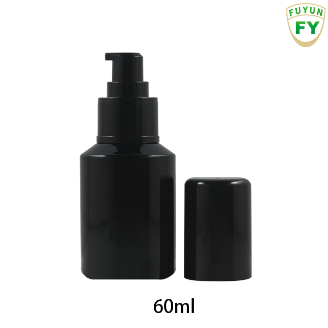 Fuyun Ready to ship cosmetic bottle packaging 60ml empty glass lotion glass bottle with black plastic cap