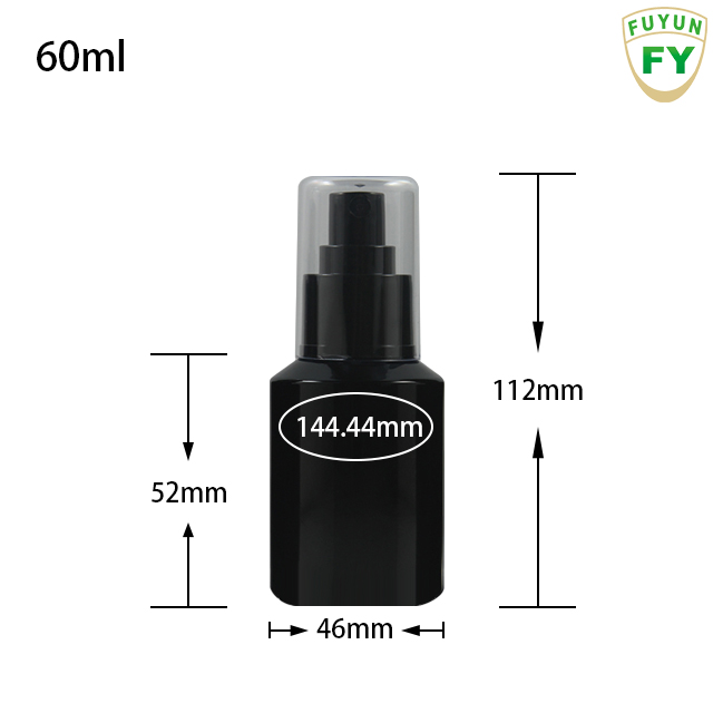 Fuyun Ready to ship cosmetic bottle packaging 60ml empty glass lotion glass bottle with black plastic cap