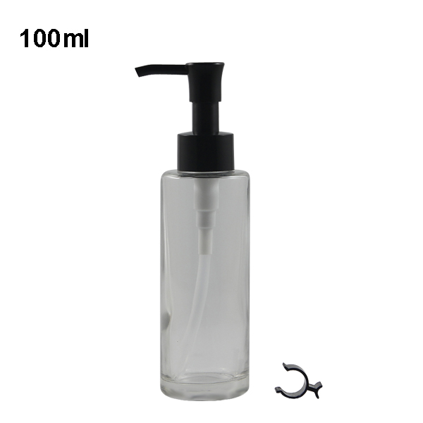 Fuyun Ready to ship high quality100ml flat shoulder clear/frosted glass lotion pump bottle