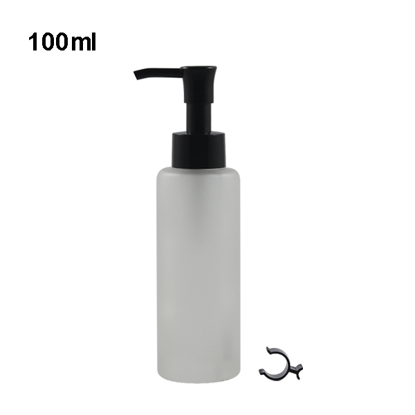 Fuyun Ready to ship high quality100ml flat shoulder clear/frosted glass lotion pump bottle