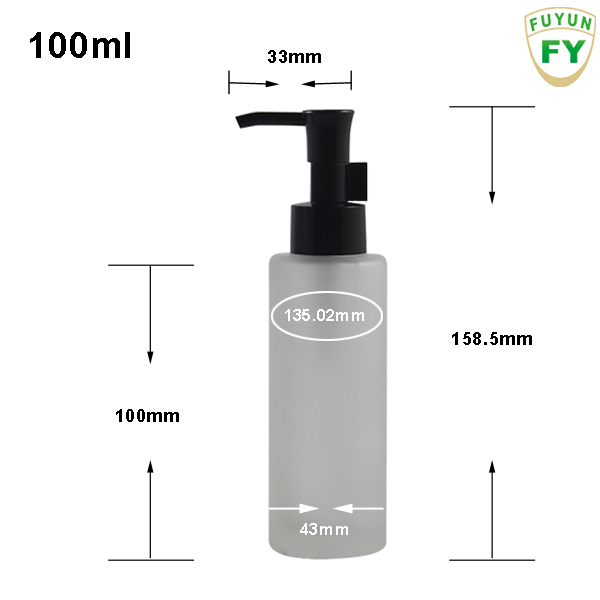 Fuyun Ready to ship high quality100ml flat shoulder clear/frosted glass lotion pump bottle
