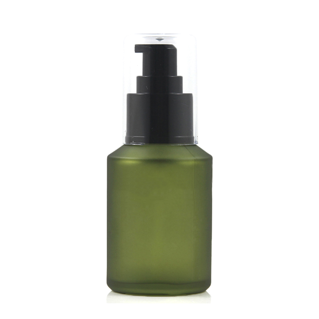 Fuyun Ready to ship hot sale cylinder 60ml empty lotion pump glass bottle for skin care
