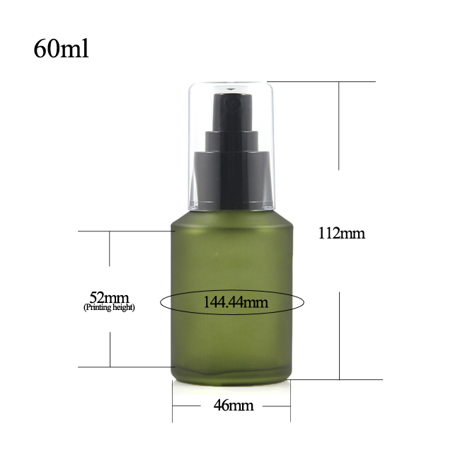 Fuyun Ready to ship hot sale cylinder 60ml empty lotion pump glass bottle for skin care