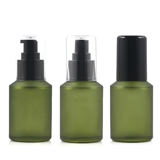 Fuyun Ready to ship hot sale cylinder 60ml empty lotion pump glass bottle for skin care