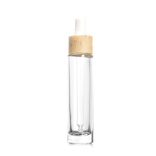 Fuyun Ready to ship sample 30ml bamboo cap clear glass dropper bottle