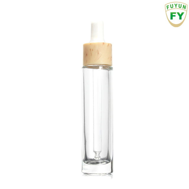 Fuyun Ready to ship sample 30ml bamboo cap clear glass dropper bottle